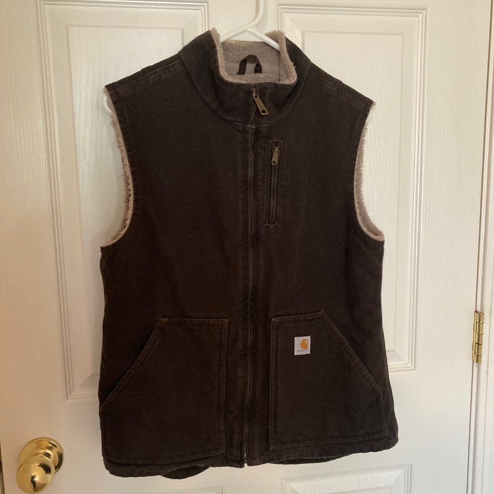 Carhartt WV001 - Women's Sandstone Mock Neck Vest - Sherpa Lined